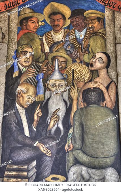 Wall Mural, ""The Wise"", Painted by Diego Rivera, 1928, Secretariate of Education Building, Mexico City, Mexico