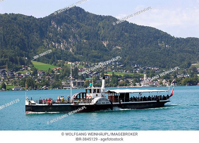 Wolfgangseeschifffahrt, passenger ship, steamer Kaiser Franz Josef, Wolfgangsee, Sankt Gilgen, Salzkammergut, Salzburg State, Austria
