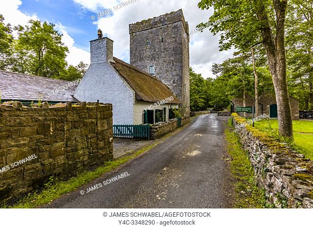 Thoor Ballylee Castle or Yeats Tower built 15th or 16th century lived in by poet William Butler Yeats in town if Gort County Galway Ireland