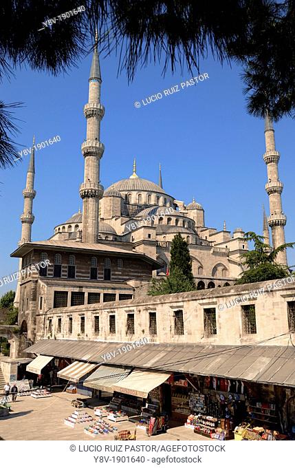 Sultan Ahmet I Mosque or Blue Mosque, built by the architect Davut Aga between 1603 and 1616  View from the Cavalry Bazaar  UNESCO World Heritage