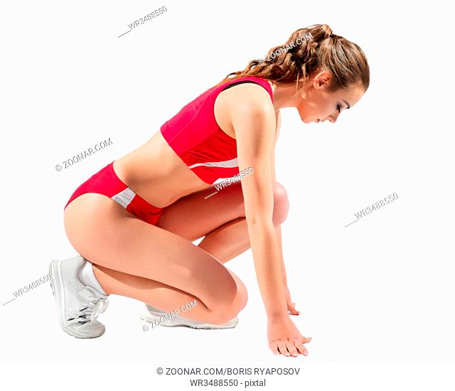 Sporty girl isolated on white