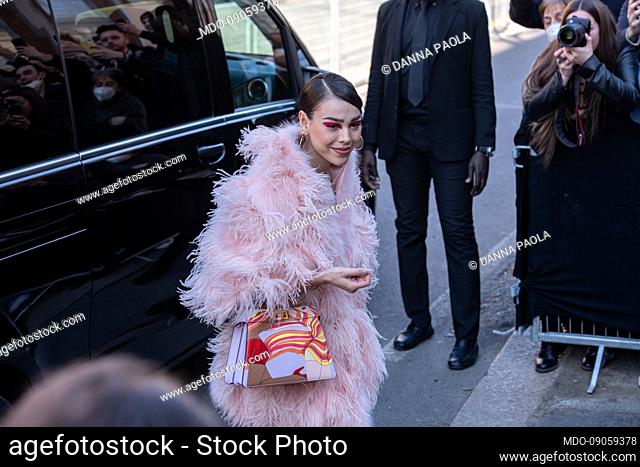 Mexican singer and actress Danna Paola guest at the Fendi fashion show on the second day of Milan Fashion Week Women’s Collection Fall Winter 2022-2023