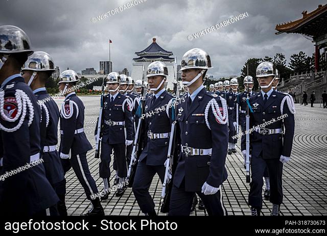 Taiwanese soldiers welcome Republic of Palau President Surangel Whipps Jr. at Liberty Square in Taipei, Taiwan on 06/10/2022 Palau is one of 13 countries that...