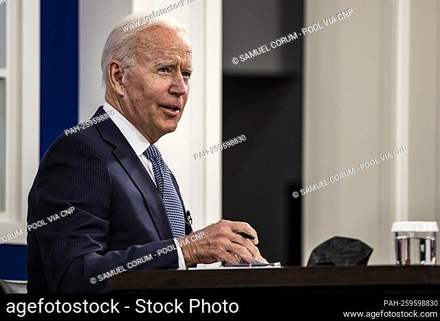 United States President Joe Biden speaks during a meeting in the Eisenhower Executive Office Building in Washington, D.C., U.S., on Wednesday, Oct