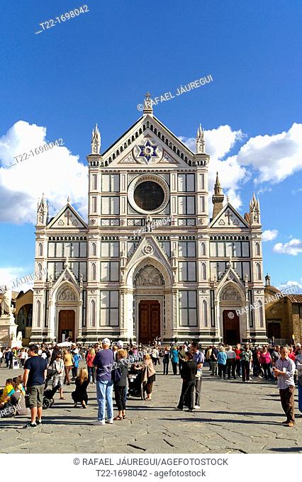Florence Italy  Facade of Santa Croce Church in Florence's historic center