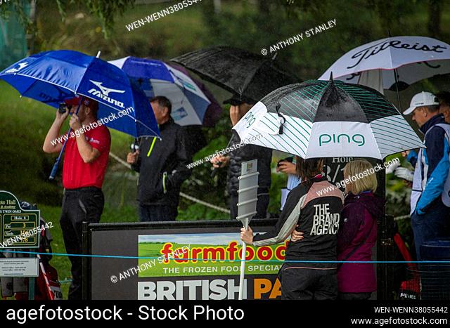 Farmfoods British Par 3 Pro Am Celebrity Golf Featuring: Atmosphere, Golf, Rain, Ping, BP3 Where: Berkswell, United Kingdom When: 03 Aug 2021 Credit: Anthony...