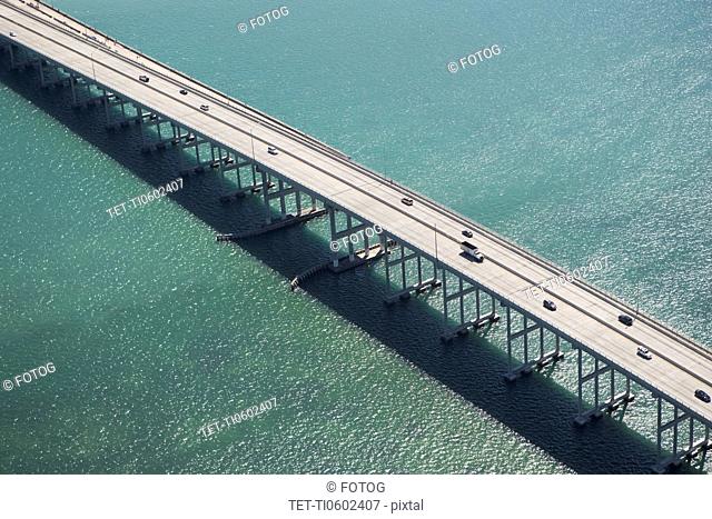 USA, Florida, Miami, Aerial view of Port of Miami Bridge