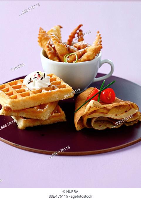 Pancakes, waffles and Bugnes