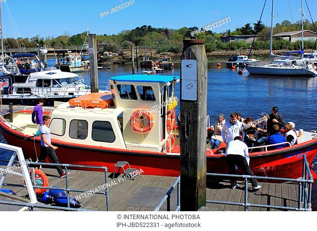 England Hampshire Lymington Excursion boat party returning to Lymington Quay Jeanetta Baker