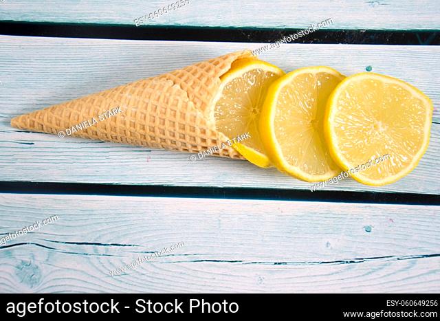 ice-cream wafer with lemon