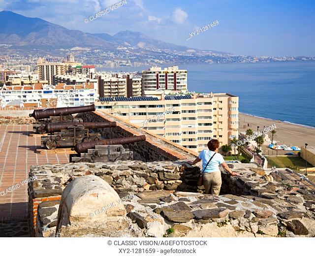 Fuengirola, Malaga Province, Costa del Sol, Spain  View over Sohail castle to the city