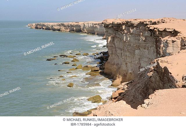 Sandstone cliffs of Cap Blanc, Nouadhibou, Mauretania, northwestern Africa