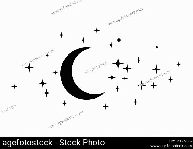 Night Moon Stars Vector illustration