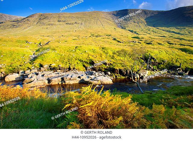 Glen Etive, Great Britain, Europe, Scotland, highland, valley, brook, autumn