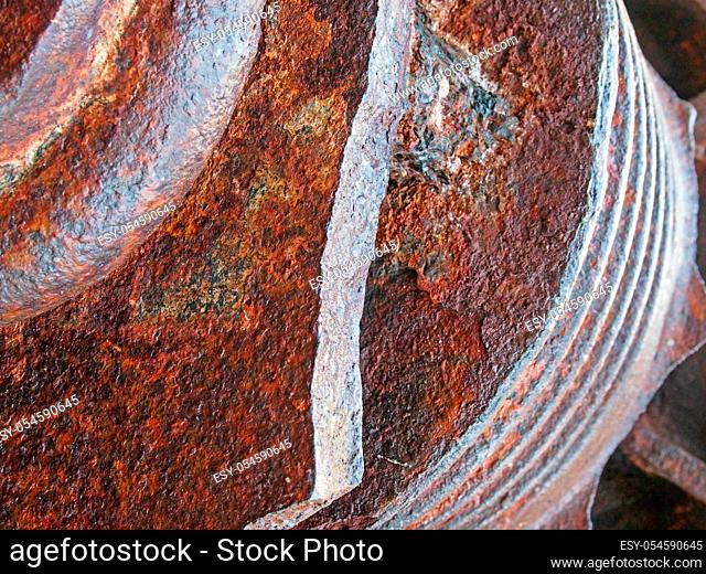 a rusting brown steel machinery with rough texture abstract background