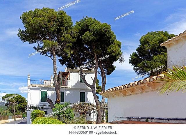 Spain, Valencia, Alcoceber, Camino del Campamento Jaume I, Finca, mansion, pines, trees, plants, place of interest, tourism, building, architecture, street