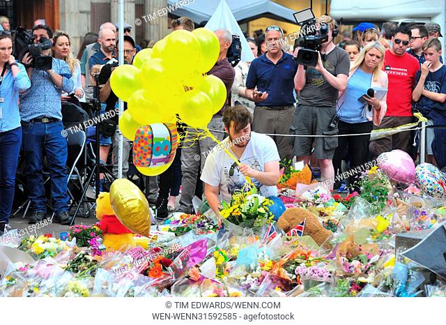 Relatives of the Manchester Bombings released balloons in St Ann square, Manchester. Featuring: Atmosphere, Relatives Where: Liverpool