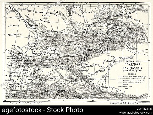 Upper Oxus and Upper Iaxarte region. Uzbekistan, Central Asia. From Orenburg to Samarkand 1876-1878 by Madame Marie Ujfalvy-Bourdon, Le Tour du Monde 1879