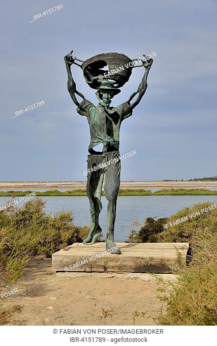 Bronze sculpture in the salt mines of Ses Salines, near Sant Francesc d'Estany, Ibiza, Balearic Islands, Spain