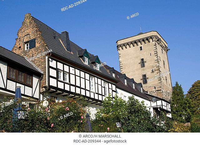 Rhine tower and custom house, Zons, Dormagen, North-Rhine Westphalia, Germany