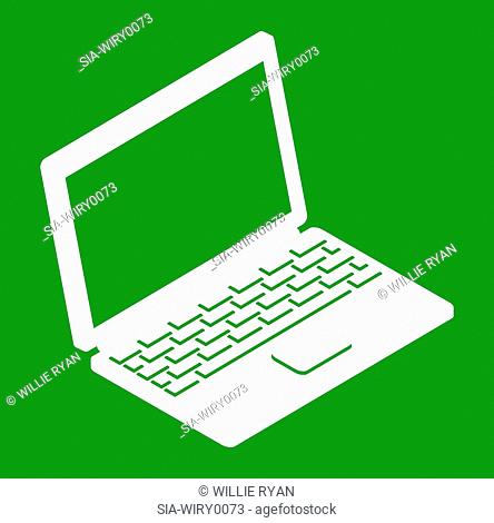 Laptop on green background