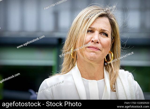 Queen Maxima of The Netherlands visits Jumbo supermarket and Dar waste company to speak with employees about their work during the Corona Crisis, 4 June 2020