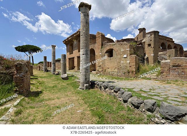 Rome. Italy. Ostia Antica. Building of the Charioteers on Charioteers street