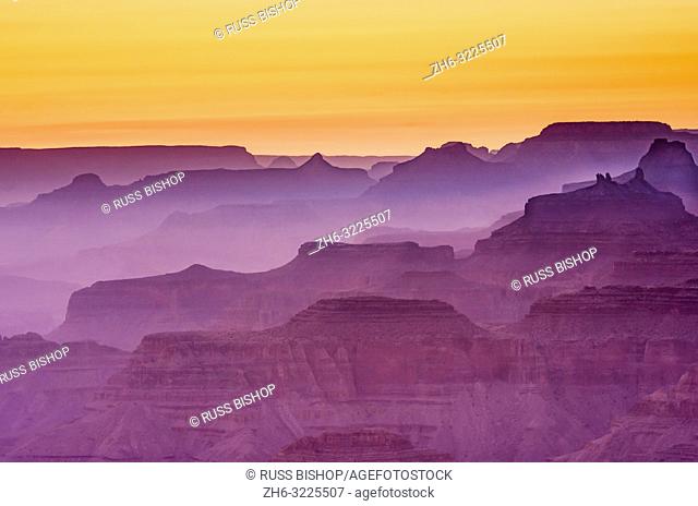Evening light over the Grand Canyon, Grand Canyon National Park, Arizona USA