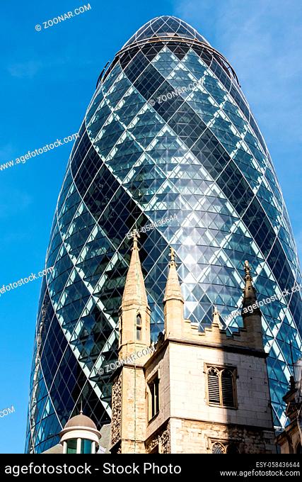 View of the Gherkin building in London