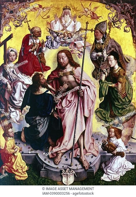 Master of the altarpiece of St Bartholemew c 1499  St Thomas, DoubtingThomas, placing his hand into Christ's wound  On left, St Jerome