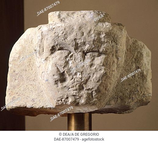 Ionic stela fragment from Loreto Aprutino, Abruzzo, Italy. Piceno Civilization, 9th-3rd Century BC.  Chieti, Museo Nazionale Archeologico Dell'Abruzzo...