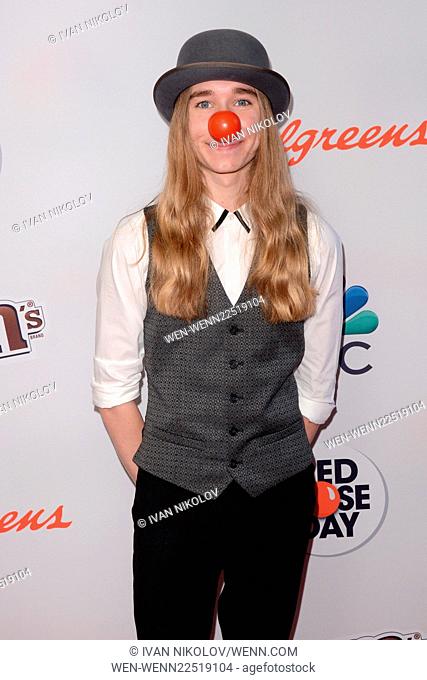 Red Nose Day charity event at the Hammerstein Ballroom - Red Carpet Arrivals Featuring: Sawyer Fredericks Where: New York City, New York
