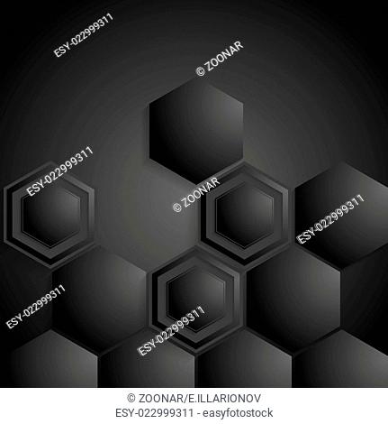 Black geometric hexagons background