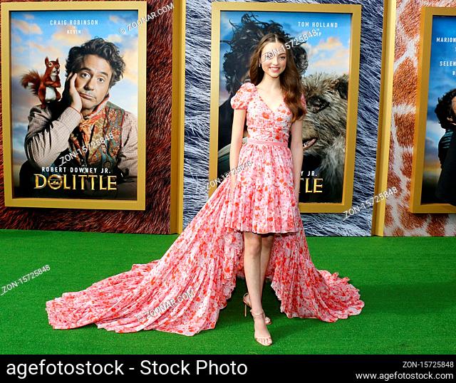 Carmel Laniado at the Los Angeles premiere of 'Dolittle' held at the Regency Village Theatre in Westwood, USA on January 11, 2020