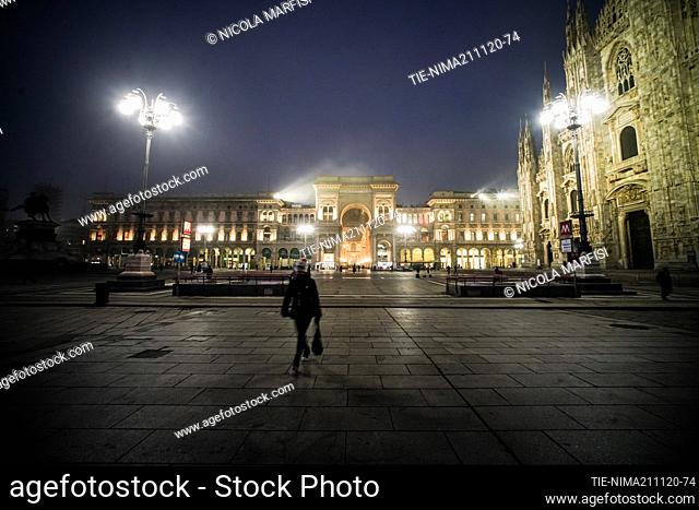 A view of Duomo square  , Milan, ITALY-25-11-2020