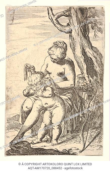 Venus tying a blindfold over Cupid's eyes, from the series 'Sport of Love' (Scherzi d'amore), 1617, Etching, sheet: 5 5/8 x 3 3/4 in. (14.3 x 9
