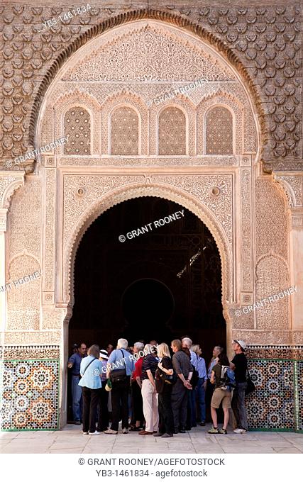 Guide with Tourists, Medersa Ali Ben Youssef, Marrakech, Morocco