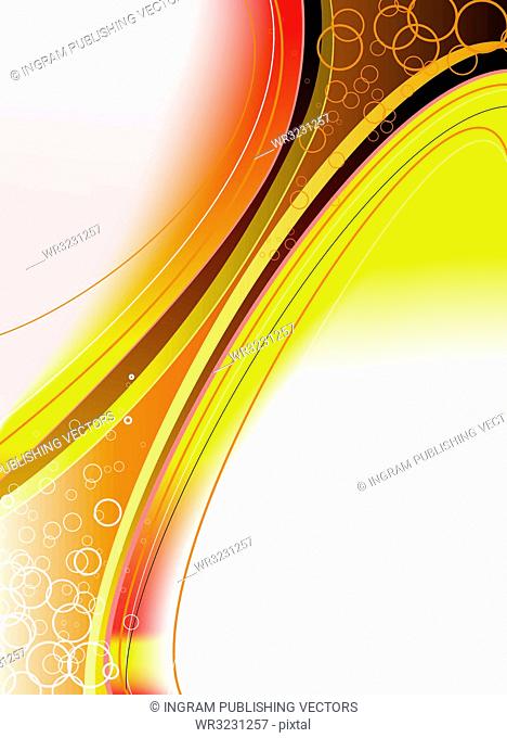 Abstract illustrated background wuth flowing lines and bubbles
