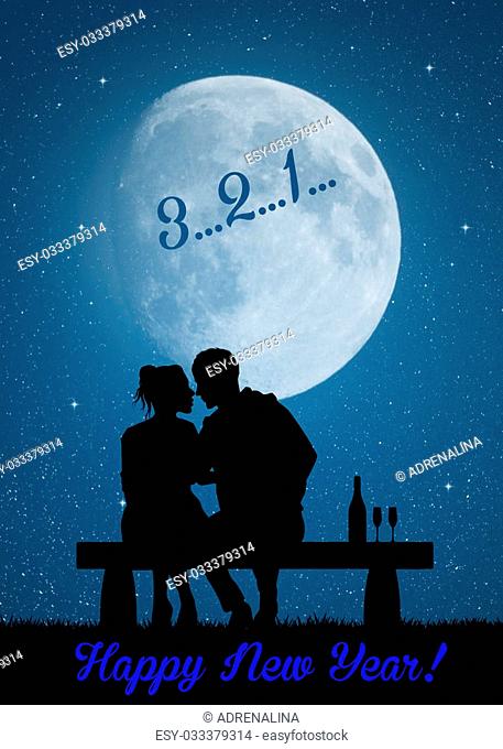 Couple bench moon Stock Photos and Images | agefotostock