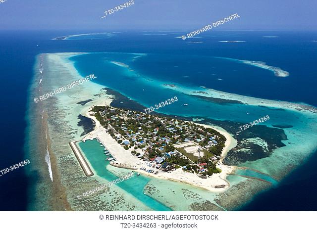 Inhabited Island Dhangethi, Ari Atoll, Indian Ocean, Maldives