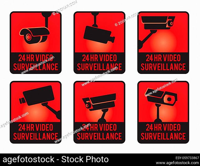 Warning set stickers for security video surveillance