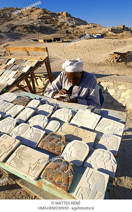 Egypt, Upper Egypt, Nile Valley, surroundings of Luxor, Thebes, Western area, Deir el Medineh, craftmen village, sculptor
