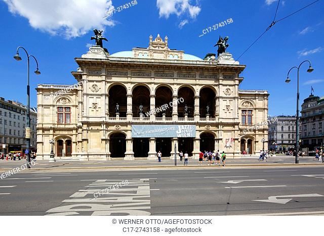 Austria, A-Vienna, Danube, Federal Capital, Vienna State Opera at the Opernring, Vienna Ring Road, UNESCO World Heritage Site