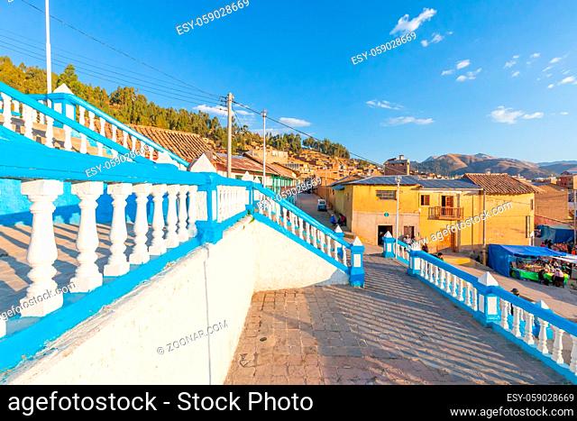 Sicuani Peru, August 16 these are the panoramic terraces at the base of the church from which to admire the sunset over the market square