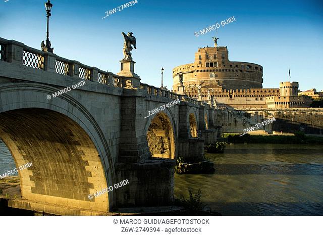 Daytime view of the Castle Sant'Angelo in Rome Italy Europe