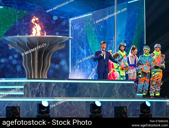 RUSSIA, KEMEROVO - MARCH 4, 2023: The closing ceremony of the 2nd Winter Children of Asia International Sports Games is held at Kuzbass Ice Palace