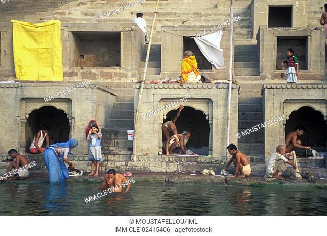 People having a bath Varanasi, Uttar Pradesh, India, Asia