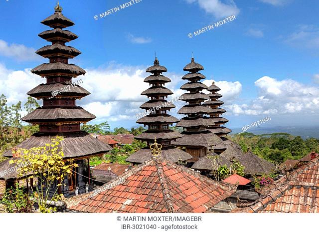 Large pagodas, sacred temple of Pura Penetaran Agung Besakih, Balinese Hinduism