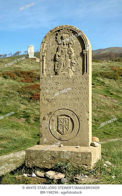 Memorial stone for Roland , Roncesvalles , Navarre , french Way of St. James , Spain , Europe