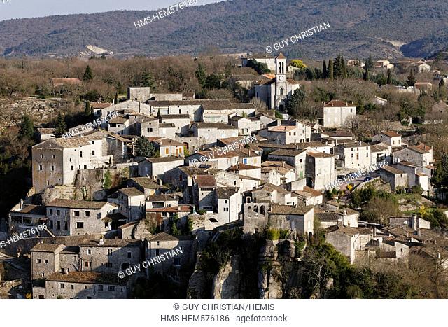 France, Ardeche, Balazuc, labelled Les Plus Beaux Villages de France The Most Beautiful Villages of France, village along Ardeche River Gorges